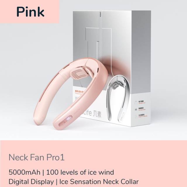 JISULIFE Portable Neck Fan 100 Speed Wind 5000mah Battery 17 Hour Work Time Mini Electric Neck Fan Usb Rechargeable Neckband Fan