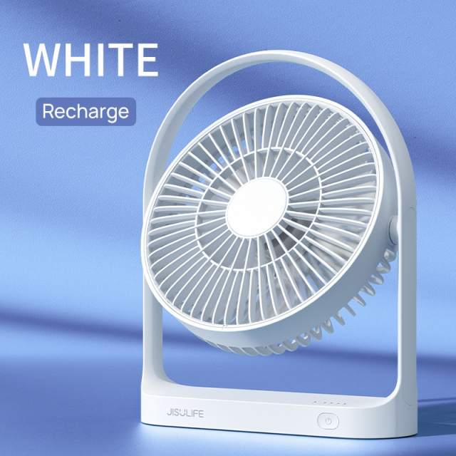 JISULIFE Table Fan Mini USB Strong Wind Rechargeable Desk Fans Wireless 4000mAH