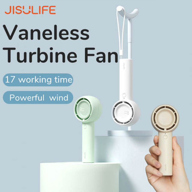 JISULIFE Mini Portable Fan Powerful Trubo Rechargeable Bladeless Fans Ultra-quiet Personal Hand Fan