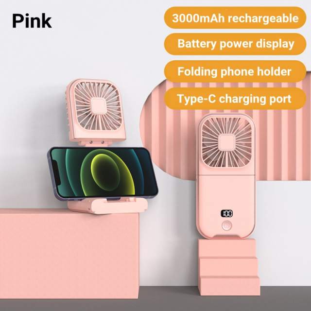 Mini Portable Outdoor Hand Fan Hanging Neck Fan USB Charging 3000mAh Battery Powered 180° Folding