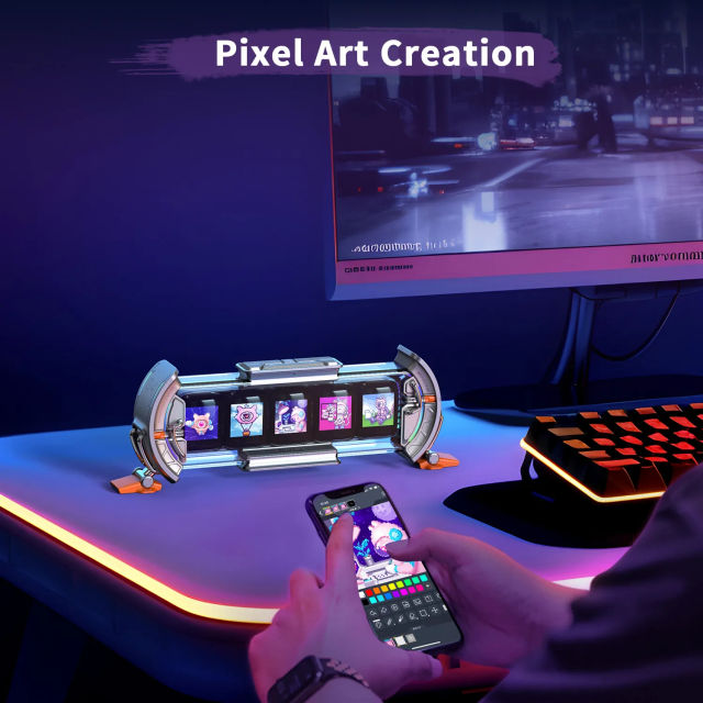 Divoom Times Gate Pixel Art Gaming Setup Clock with Smart App Control, 128x128 IPS Screen Display – Perfect Home Desktop Decor