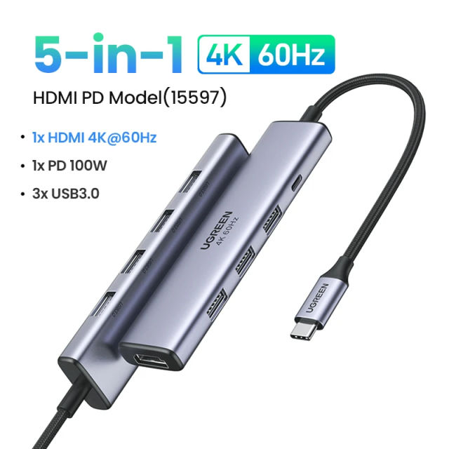 UGREEN USB C HUB 4K60Hz Type-C to HDMI 2.0 USB 3.0 Adapter USB 3.0 HUB