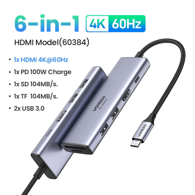 UGREEN USB C HUB 4K60Hz Type-C to HDMI 2.0 USB 3.0 Adapter USB 3.0 HUB