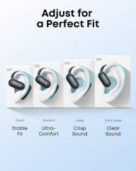 2025 New Soundcore AeroFit 2 by Anker Open-Ear Earphones Adjustable Ear Hooks Snug Fit Rich Bass Hi-Res 42H Playtime Bluetooth 5.4 AI Clear Calls Wireless Charging Translation Earbuds Real Time