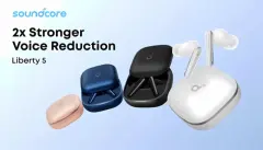 New Soundcore Liberty 5 by Anker Noise-Cancelling Wireless Earbuds 2x Stronger Voice Reduction Real-Time Adaptive Noise Cancellation Fast Charging, Dolby Audio 6-Mic AI Clear Calls