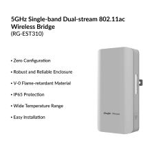 5GHz Single-band Dual-stream 802.11ac Wireless Bridge (Ruijie) | RG-EST310