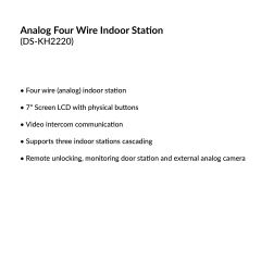Analog Four Wire Indoor Station | DS-KH2220