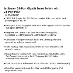 JetStream 28-Port Gigabit Smart Switch with 24-Port PoE+ | TL-SG2428P