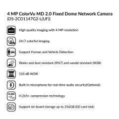 4MP ColorVu MD 2.0 Fixed Dome Network Camera | DS-2CD1147G2-LUF