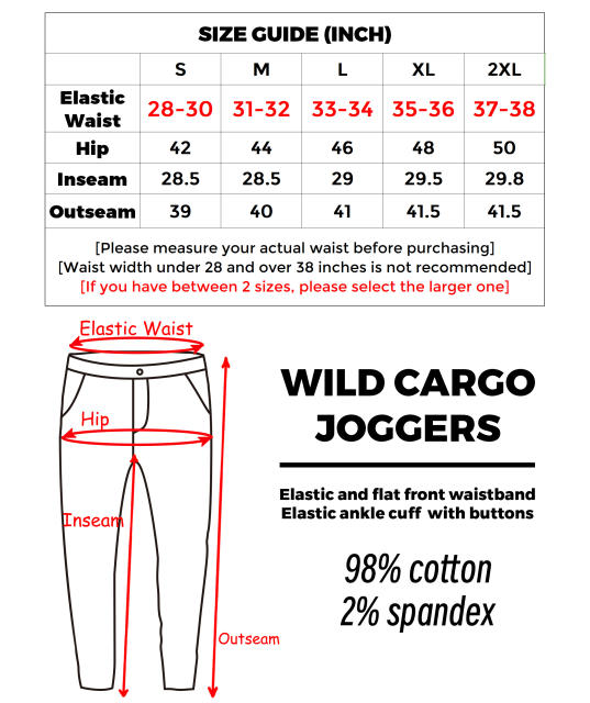 Man Wild Cargo Jogger Pants Slim Fit Khaki