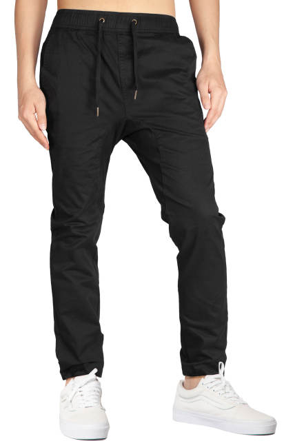 Men’s Jogger Pants with Pockets Open Hem Slim Fit Black