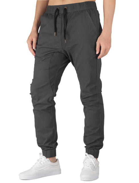 Man Khaki Jogger Pants Slim Fit Dark Grey