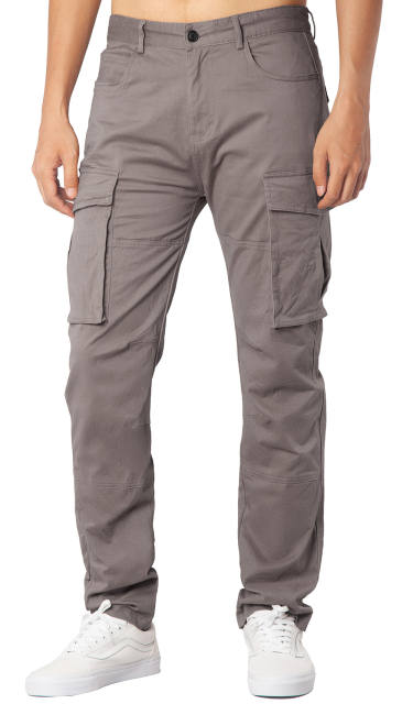 Man Cargo Work Pants Straight Fit Mid Grey