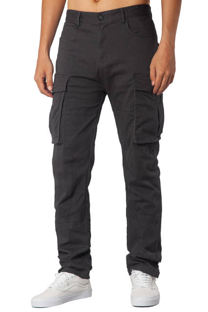 Man Cargo Work Pants Straight Fit Dark Grey
