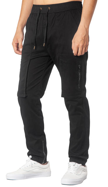 Mens Joggers with Zipper Pockets Black