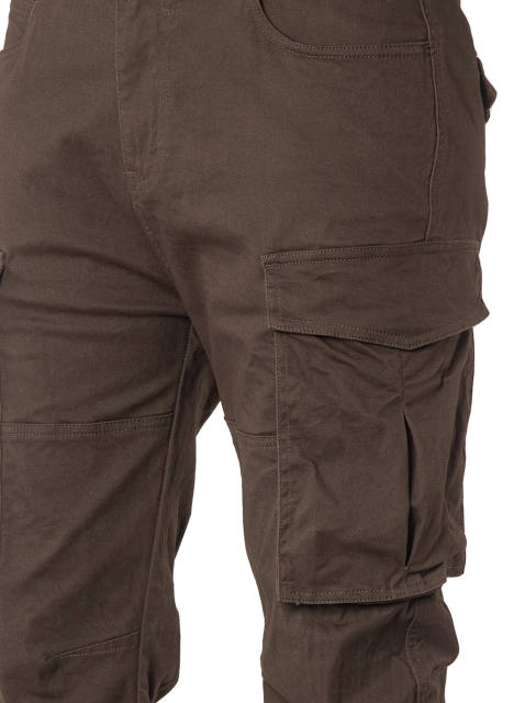 Man Cargo Work Pants Straight Fit Dark Brown