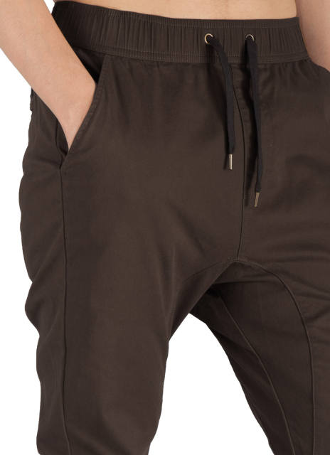 Man Khaki Jogger Pants Slim Fit Dark Brown