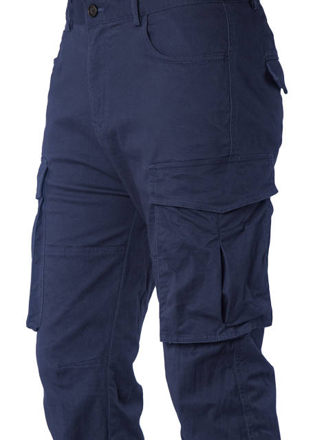 Man Cargo Work Pants Straight Fit Navy Blue