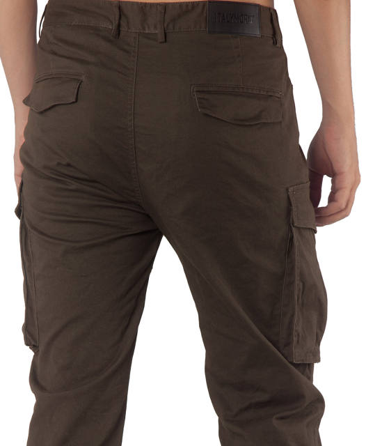 Man Cargo Work Pants Straight Fit Dark Brown