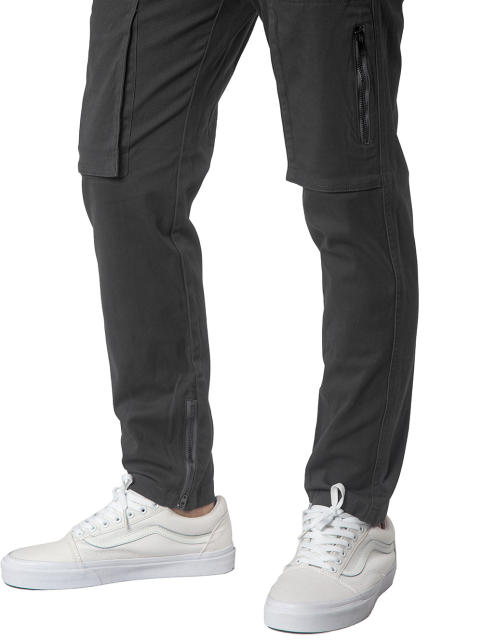 Mens Joggers with Zipper Pockets Slim Fit Dark Grey
