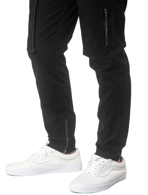 Mens Joggers with Zipper Pockets Slim Fit Black