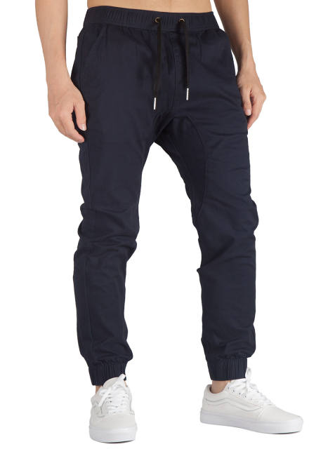 Man Khaki Jogger Pants Slim Fit Dark Blue