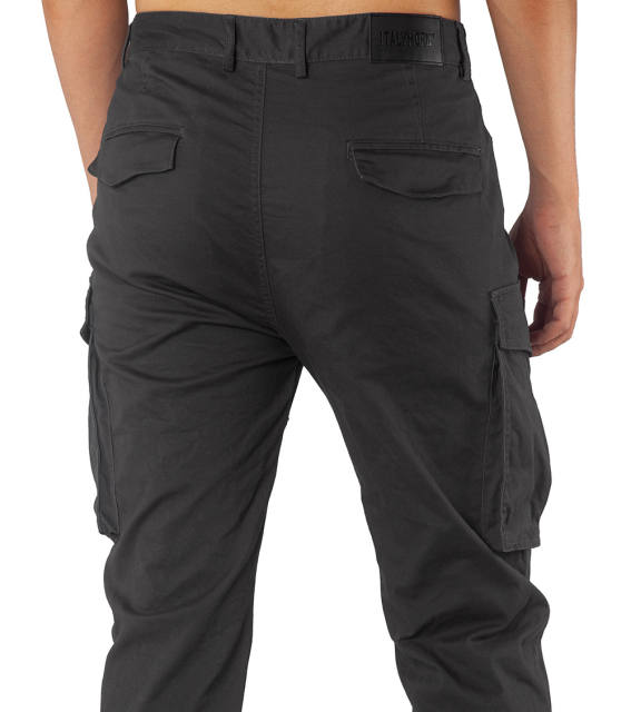 Man Cargo Work Pants Straight Fit Dark Grey