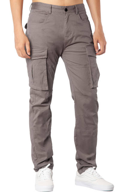 Man Cargo Work Pants Straight Fit Mid Grey