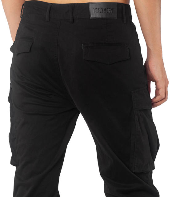 Man Cargo Work Pants Straight Fit Black