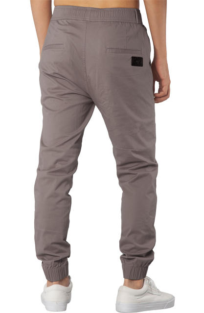 Man Khaki Jogger Pants with Wrinkled Design Slim Fit Mid Grey