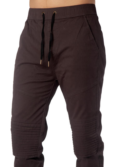 Man Khaki Jogger Pants with Wrinkled Design Slim Fit Coffee