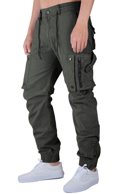 Man Wild Cargo Jogger Pants Slim Fit Army Green