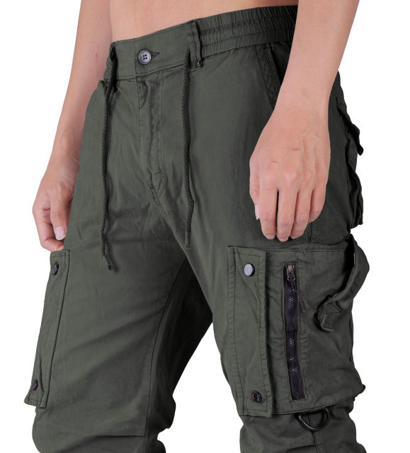 Man Wild Cargo Jogger Pants Slim Fit Army Green