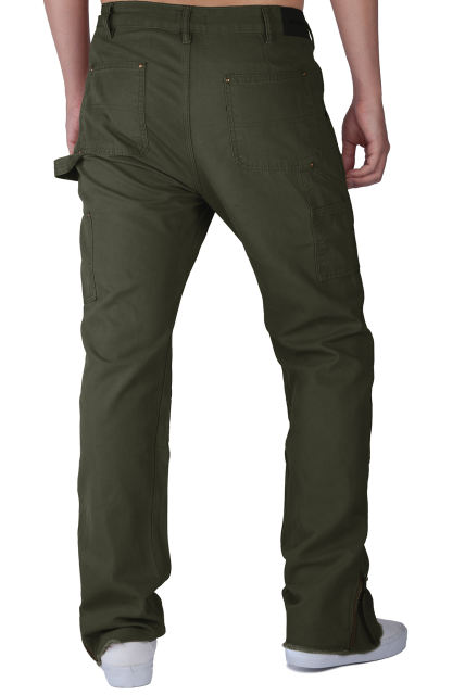 Man Carpenter Chino Pants with Tool Pockets Army Green