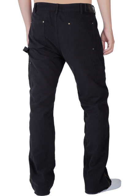 Man Carpenter Chino Pants with Tool Pockets Relaxed Fit Black