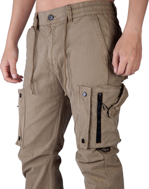 Man Wild Cargo Jogger Pants Slim Fit Khaki