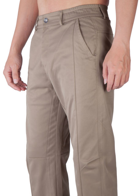 Mens Elastic Waistband Chino Pants Straight Legs Regular Fit Khaki