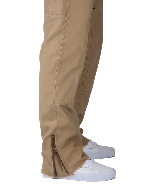 Man Carpenter Chino Pants with Tool Pockets Relaxed Fit Khaki