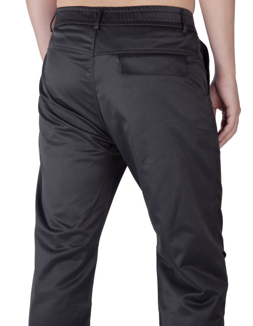 Mens Elastic Waistband Chino Pants Straight Legs Regular Fit Black