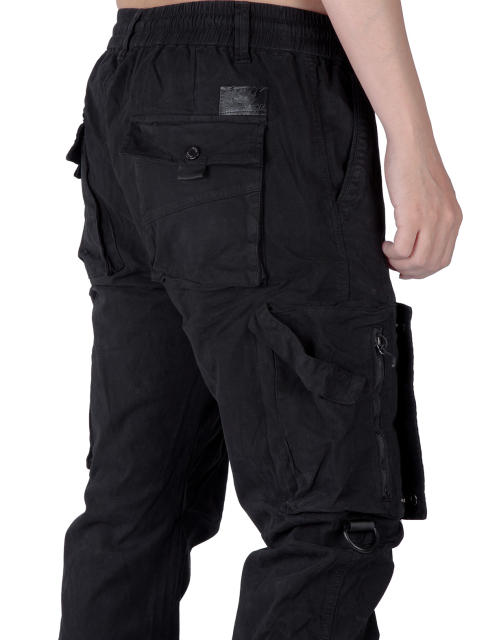 Man Wild Cargo Jogger Pants Slim Fit Black