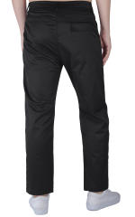 Mens Elastic Waistband Chino Pants Straight Legs Regular Fit Black