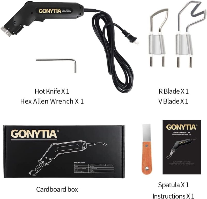 GONYTIA Hot Knife Rope cutter Fabric Cutter Electric hot knife heat cutter Cutting Tool Kit with 2pcs Blades &amp; Accessories