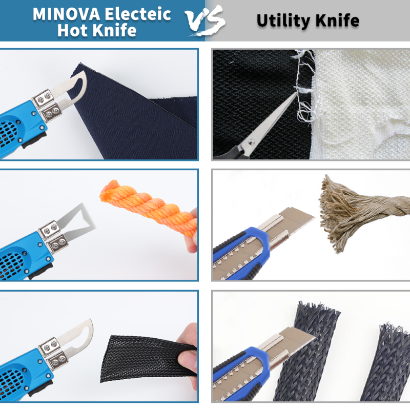 MINOVA Air Cooled Pro Electric Hot Knife Fabric Cutter Rope Cutting Tool Kit with Blades & Accessories KD-7A-0