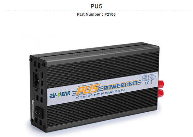 EV-Peak PU5 Power Supply 15V 33A AC100-240v