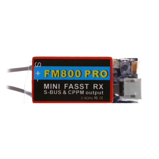 FM800 PRO 2.4GHz Futaba Fasst Compatible Mini Receiver S-BUS &amp; CPPM Output Diversity Long Antenna full range