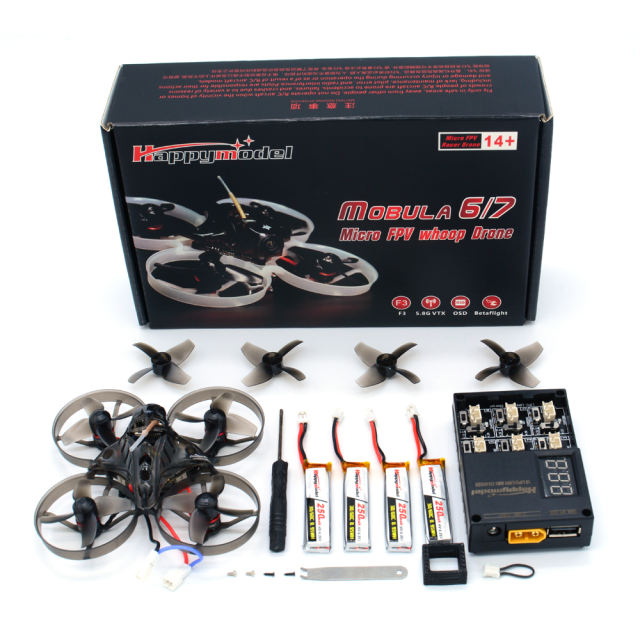Happymodel Mobula7 (V2) 75mm Crazybee F3 Pro OSD 2S Whoop FPV Racing Drone w/ Upgrade BB2 ESC 700TVL BNF