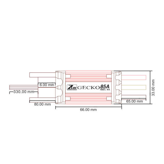 ZTW - Gecko 85A SBEC 8A ESC Brushless Speed Controller