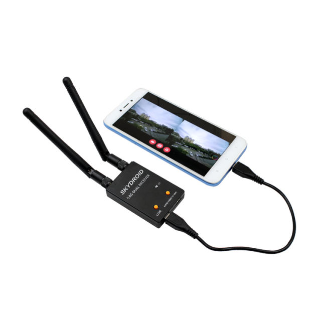 Skydroid UVC Dual Antenna Control Receiver OTG 5.8G 150CH Full Channel FPV Receiver W/Audio For Android Smartphone
