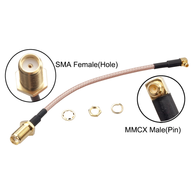 RJX - RF RG316 Pigtail SMA Female Antenna Connector to MMCX Male Coaxial Cable Adapter Right Angle