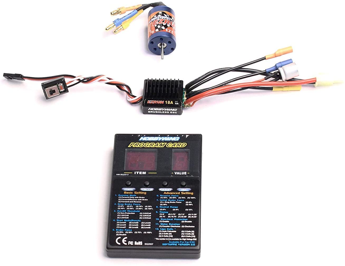 Hobby Wing A1 Combo EZRUN 18A ESC With EZRUN 12T 2030 Motor LED